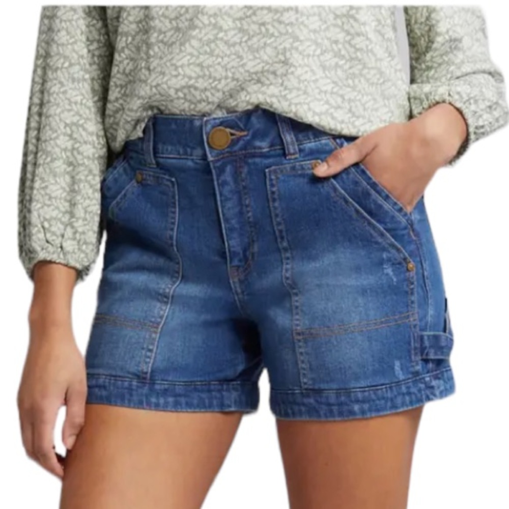 Wit & Wisdom Women’s Blue Denim Utility Shorts Nwt New Size 8 - Picture 8 of 8